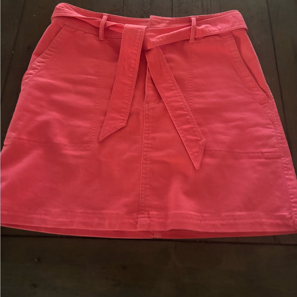 Loft coral cotton chino tie skirt 6